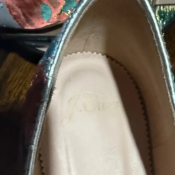 J Crew Moroccan Brocade Slip On Flats m Pointed Toe Multicolor Metallic Boho - Picture 6 of 7